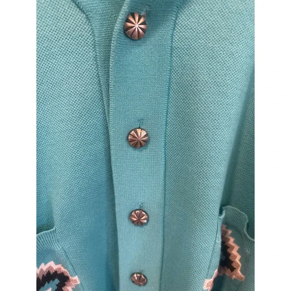 Western cowgirl Sterling Kreek Turquoise Aztec Cardigan Sweater Women's XL boho - Picture 4 of 9